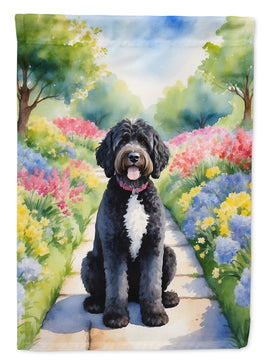 Portuguese Water Dog Spring Path Garden Flag