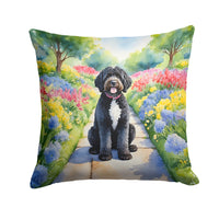 Portuguese Water Dog Spring Path Throw Pillow