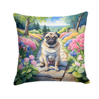 Pug Spring Path Throw Pillow