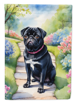 Black Pug Spring Path House Flag