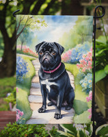 Black Pug Spring Path Garden Flag