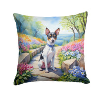 Rat Terrier Spring Path Throw Pillow