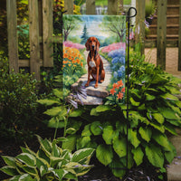 Redbone Coonhound Spring Path Garden Flag