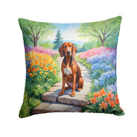 Redbone Coonhound Spring Path Throw Pillow