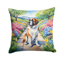 Saint Bernard Spring Path Throw Pillow