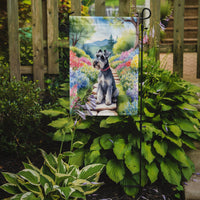 Schnauzer Spring Path Garden Flag