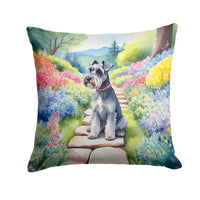 Schnauzer Spring Path Throw Pillow