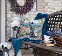 Scottish Deerhound Spring Path Throw Pillow