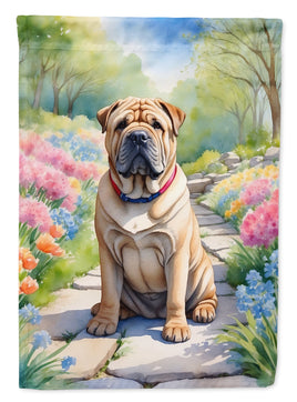 Shar Pei Spring Path House Flag