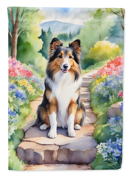 Sheltie Spring Path House Flag