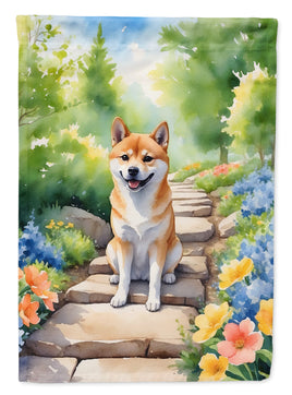 Shiba Inu Spring Path House Flag