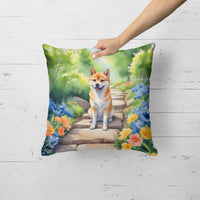 Shiba Inu Spring Path Throw Pillow