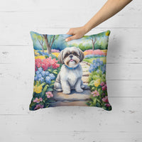 Shih Tzu Spring Path Throw Pillow