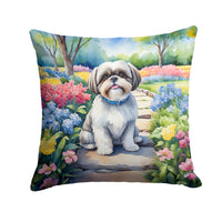 Shih Tzu Spring Path Throw Pillow