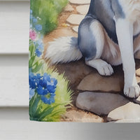 Siberian Husky Spring Path House Flag