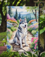 Siberian Husky Spring Path Garden Flag