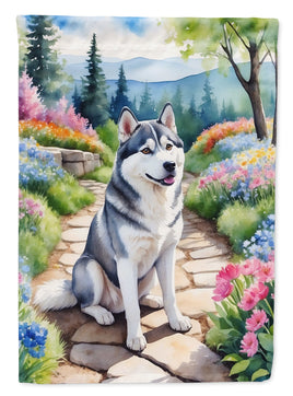 Siberian Husky Spring Path Garden Flag