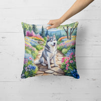 Siberian Husky Spring Path Throw Pillow