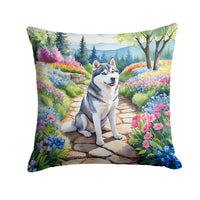 Siberian Husky Spring Path Throw Pillow