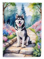 Siberian Husky Spring Path House Flag