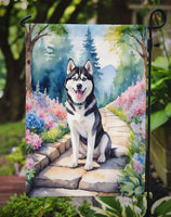 Siberian Husky Spring Path Garden Flag