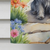 Skye Terrier Spring Path House Flag