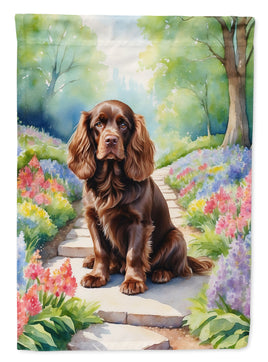 Sussex Spaniel Spring Path Garden Flag