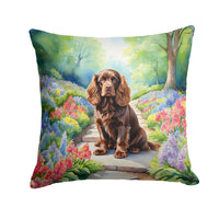 Sussex Spaniel Spring Path Throw Pillow