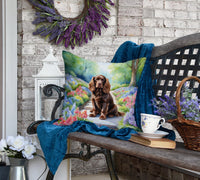 Sussex Spaniel Spring Path Throw Pillow