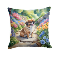 Tibetan Spaniel Spring Path Throw Pillow