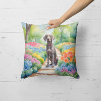 Weimaraner Spring Path Throw Pillow