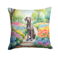 Weimaraner Spring Path Throw Pillow