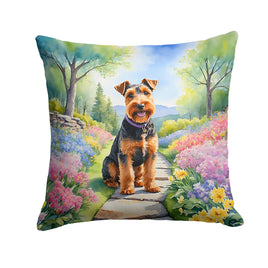 Welsh Terrier Spring Path Throw Pillow