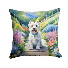 Westie Spring Path Throw Pillow