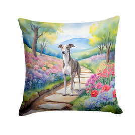 Whippet Spring Path Throw Pillow