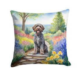 Wirehaired Pointing Griffon Spring Path Throw Pillow