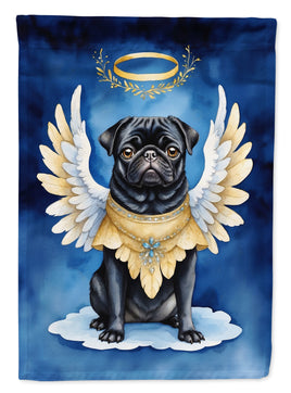 Black Pug My Angel House Flag