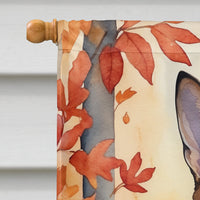 Abyssinian Cat in Fall Leaves House Flag