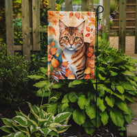 Aegean Cat in Fall Leaves Garden Flag