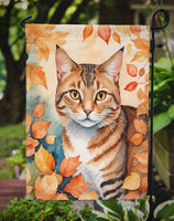 Aegean Cat in Fall Leaves Garden Flag