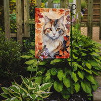 American Curl Cat in Fall Leaves Garden Flag