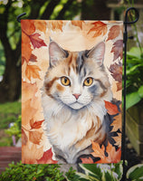 American Curl Cat in Fall Leaves Garden Flag