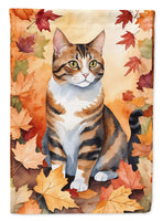 American Polydactyl Cat in Fall Leaves House Flag