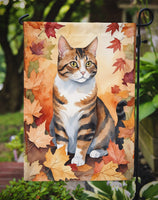 American Polydactyl Cat in Fall Leaves Garden Flag