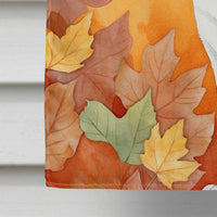 American Shorthair Cat in Fall Leaves House Flag