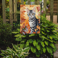 American Shorthair Cat in Fall Leaves Garden Flag