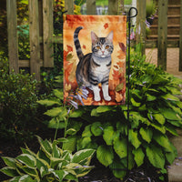 American Wirehair Cat in Fall Leaves Garden Flag