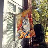 Aphrodite Giant Cat in Fall Leaves House Flag