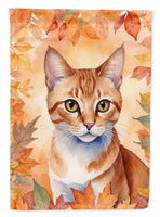 Arabian Mau Cat in Fall Leaves House Flag