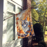 Australian Mist Cat in Fall Leaves House Flag